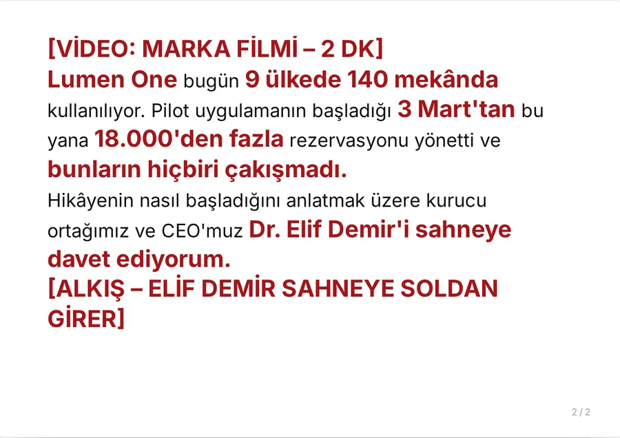 Kart 2/2: video geçişi, lansman rakamları ve alkış komutuyla CEO’yu sahneye davet